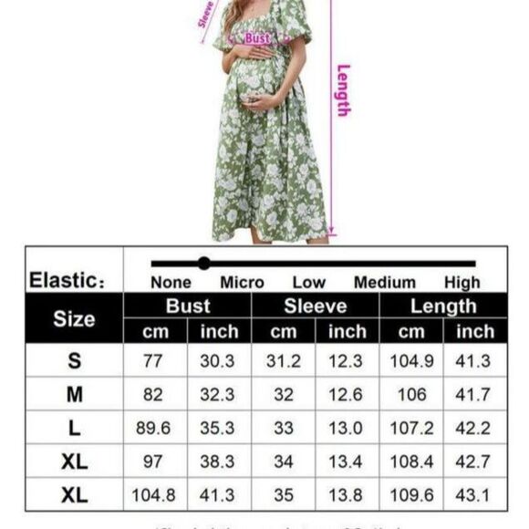 Women’s Green Floral Maternity Dress Puff Sleeve Square Neck Size XXL NWT - Picture 10 of 10